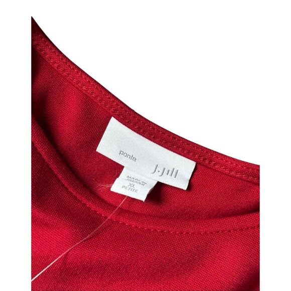 NEW J Jill Gorgeous Multi seamed  Dress size XL Petite True Red Quarter Sleeves - Picture 4 of 10